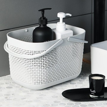 浴室手提洗澡籃子塑料浴筐桌面零食小收納框洗漱沐浴用品置物提籃