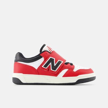 New Balance [PHB480TT] 中童 休閒鞋 復古 W寬楦 NB 480 HOOK & LOOP 紅黑白