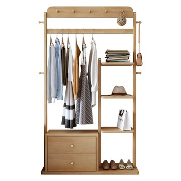 【HappyLife】實木衣帽架儲物櫃100公分 Y11052原木