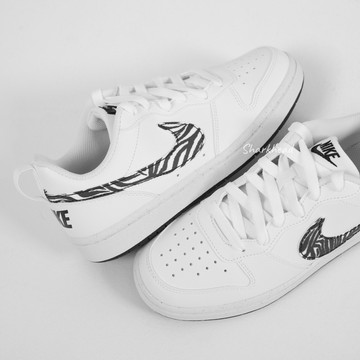 【Sharkhead】現貨 Nike Court Borough 大童款 白黑 斑馬紋 小白鞋 IV5952-100