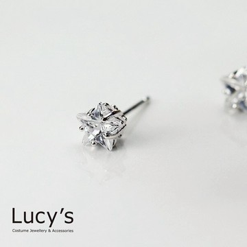 【Lucy's】925純銀 時尚焦點星光閃耀耳環 - 0.6 cm (1008)