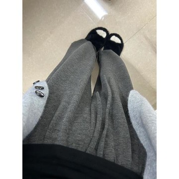 深灰色垂感糯米褲女大碼胖mm顯瘦褲子慵懶風寬松休閑闊腿運動衛褲