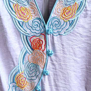 【蛋植物古著】微風花型刺繡古著旗袍