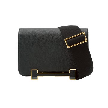 Hermes 展示品 Geta 山羊皮金扣木屐斜背包(Noir黑)
