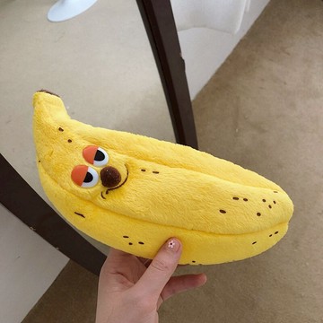 筆袋筆盒香蕉包收納袋可愛卡通學生毛絨筆袋首飾包炒雞好看【少女顏究院】【淘夢屋】