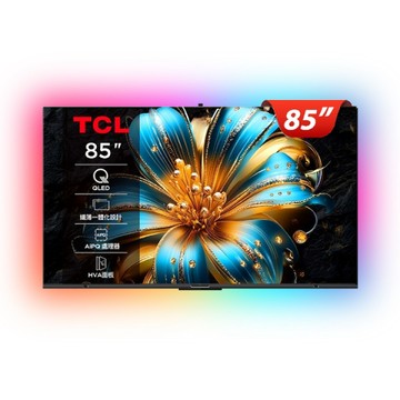 TCL 85型4K QLED 120Hz DLG APPLE認證 Google TV 量子智能金屬邊框顯示器 含超薄壁掛架+電視情境燈 (85T6C)