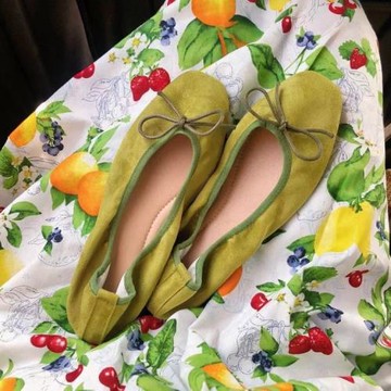 ALEI 秋冬新品仙女綠野仙蹤芭蕾舞者顯白淺口蝴蝶結軟糯平底鞋