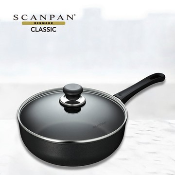 【Scanpan】 經典系列 26cm 深雪平不沾鍋（含蓋）贈 高級櫸木木鏟