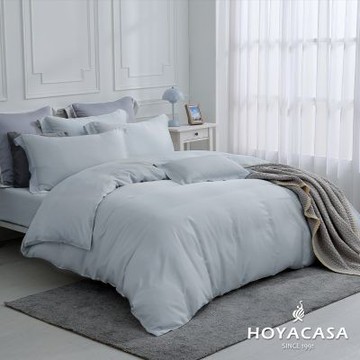 HOYACASA 雙人60支抗菌天絲兩用被套床包四件組-海鹽藍