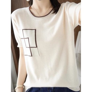短袖t恤女2025新款夏季薄款設計感小眾時尚冰絲針織衫純棉上衣女