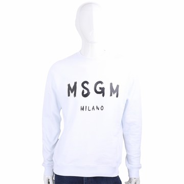 MSGM 字母印花毛圈襯裡白色棉質長袖運動衫 大學T(男款)