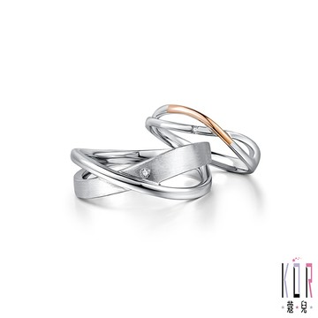 KOR蔻兒 相信愛情鑽石/白鋼成對戒指