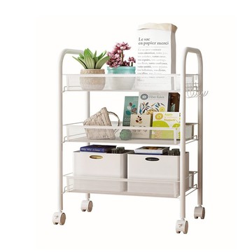 【好物良品】宜家風格三層收納置物移動推車白色
