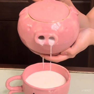 臺灣🚍8H出🉑豬豬壺兔牙杯陶瓷小豬頭茶具搞怪水杯笑掉大牙超萌送公主整蠱禮物