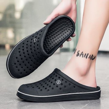 一字拖男夏季外穿潮流防滑防水包頭涼鞋夏天室外沙灘洞洞拖鞋男款