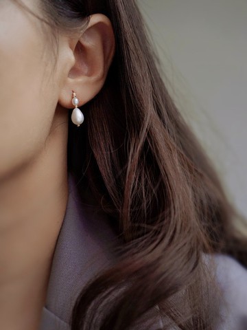 ERATO 復古珍珠L型耳針(耳夾) SV925/14KGF