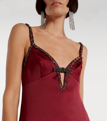 Self-Portrait Bow-detail embellished satin minidress