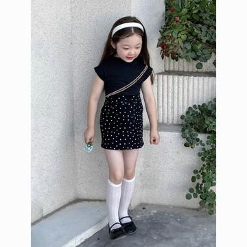 🎀biubiu童裝🎀現貨🌈 女童甜美波點半身裙夏季韓版兒童洋裙子小女孩包臀裙A字短裙