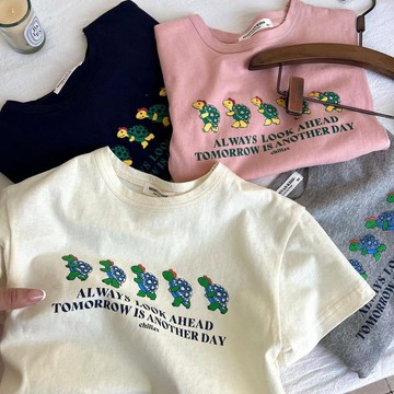Mini baby🌷童裝夏季兒童韓版卡通印花寬鬆純棉中小童短袖t恤上衣