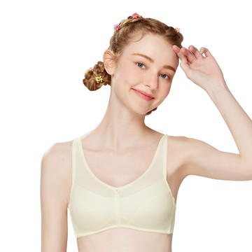 SWEAR 思薇爾 綻FUN鯨彩系列 A-B罩 無鋼圈 素面 包覆 少女內衣 (珍珠米)