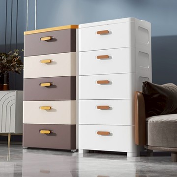 【AOTTO】57面寬啞光五層抽屜收納櫃-雙色附輪款(AC-057BK)