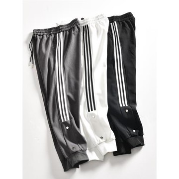 柜上199！300G精梳棉！外貿男士秋季撞色織帶休閑運動束腳衛褲潮