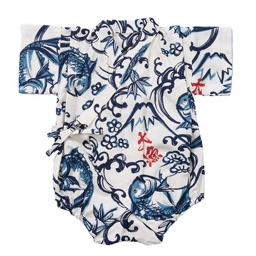 akachan honpo - 甚平包屁衣-大漁-米白色