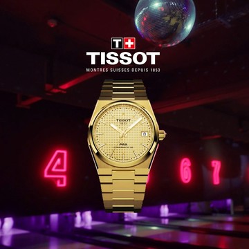 TISSOT 天梭錶 官方授權  PRX系列 70年代復刻機械錶-T1374073302100/金色