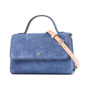 TORY BURCH EMERSON 麂皮單寧刷色手提/斜背二用包-單寧藍/小