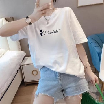 100%純棉加肥加大碼女裝胖mm200斤寬松顯瘦短袖t恤夏季新款上衣服