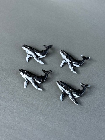 手工木刻別針/座頭鯨/大翅鯨