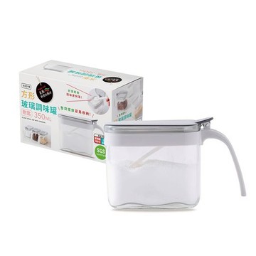 美廚/方形【玻璃調味罐附匙/350ml】