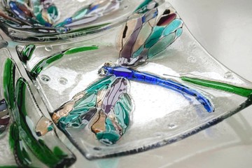 4 件裝蜻蜓小裝飾盤 - 融合甜點盤