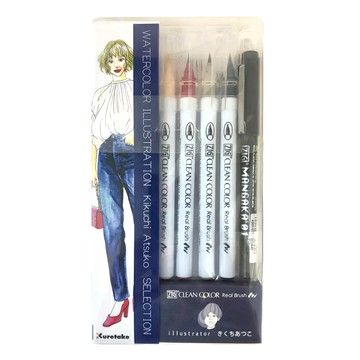 Kuretake 吳竹 x 菊池敦子 水彩插畫組合  102 x 193 x 16mm  1組