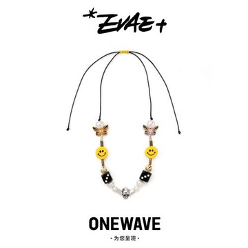 【官方正品】EVAE+珍珠骰子笑臉銀項鏈 rocky同款嘻哈潮牌吊墜男
