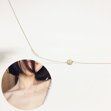 925純銀項鍊 珍珠吊墜-時尚精美細緻星球情人節生日禮物女飾品73gy56【獨家進口】【米蘭精品】