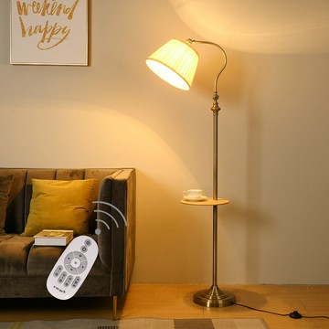 北歐臥室床頭落地燈酒店客廳書房復古立式臺燈沙發茶幾古銅遙控燈 雙11全館免運