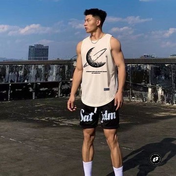【台灣出貨】美式籃球訓練投籃服寬鬆透氣夏季健身跑步男女吸溼排汗坎肩背心潮美式籃球衣大尺碼短袖透氣上衣速乾衣