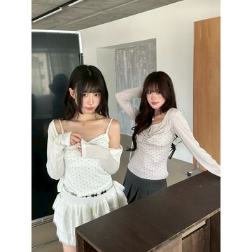 小罩衫+點點扭結背心（現貨）