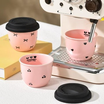 粉色迷你手握杯高顏值咖啡杯子帶蓋創意可愛少女心送閨蜜陶瓷杯子