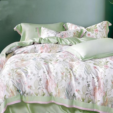 Grace Life 60支100%天絲兩用被床包組  床包 + 被套 + 枕套 x 2  加大(床包180 x 186cm 被套180 x 210cm 枕套45 x 75cm)  旅行的夏天