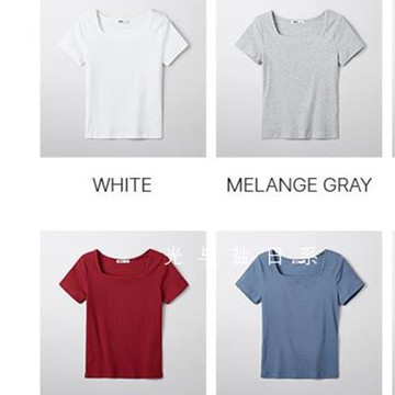 韓國一戀旗下SP 家純元彩色顯瘦方領高彈螺紋坑條短袖T恤