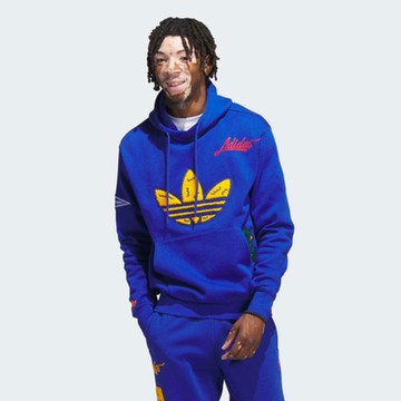 adidas 愛迪達 上衣 男款 長袖上衣 帽T 運動 三葉草 C BADGE HOODY 藍 IL2355