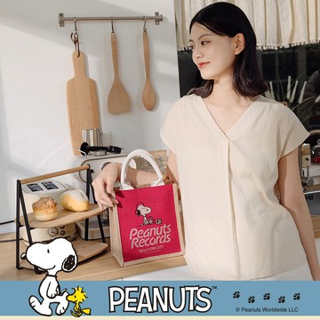 <售完不補> 史努比聯名款．自袋方便輕便棉麻包 紅