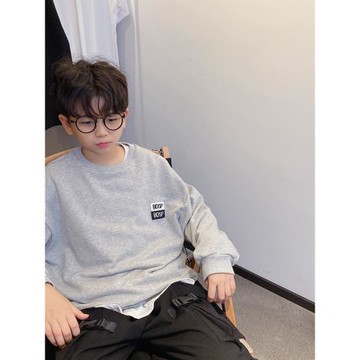 男童韓版上衣春秋款親子裝純色兒童寬松休閑打底衛衣新款童裝秋裝