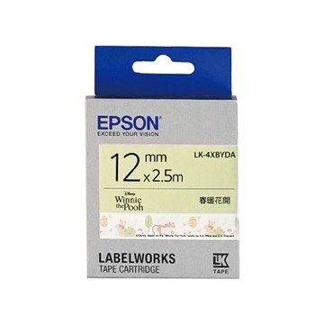EPSON 小熊維尼系列 春暖花開款 LK-4XBYDA 白底黑字 12mm 標籤帶 S654485 適用 LW-K400/LW-C410/LW-K420 LW-500/LW-600P/LW-K600/LW-700/LW-Z900