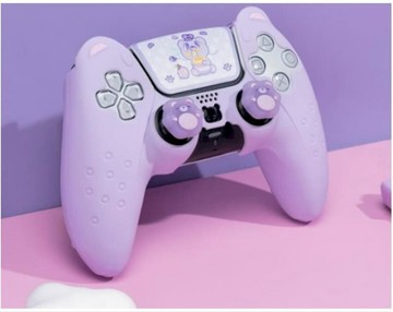 PS5｜PS4 周邊 極想 PS5 手把套 小熊 熊耳系列 手把保護套 柔軟矽膠 -紫色款