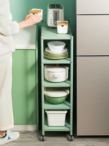 不銹鋼廚房收納置物架夾縫架落地多層冰箱縫隙可推拉移動放鍋架子