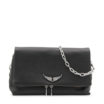 Zadig & Voltaire - Noir Silver Leather Rocking Swing Your Wings Shoulder Bag