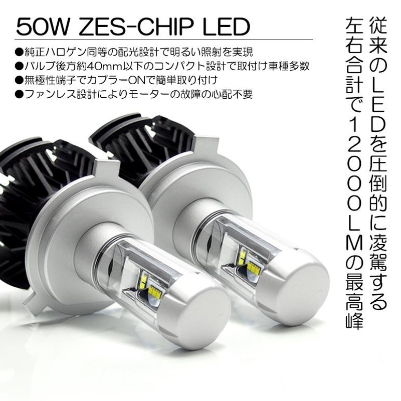 GRJ76K/GRJ79K ランドクルーザー 70 LED ヘッドライト H4 Hi/Lo切替 50W 12000ルーメン ZES リフレクター拡散  ファンレス 3色切替 3000K/6500K/8000K 車検対応 | LINEショッピング